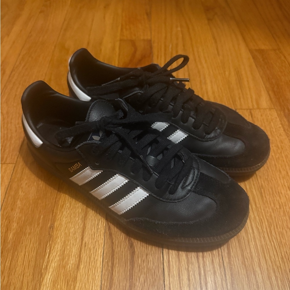 Adidas Women’s Black and Silver Sneakers